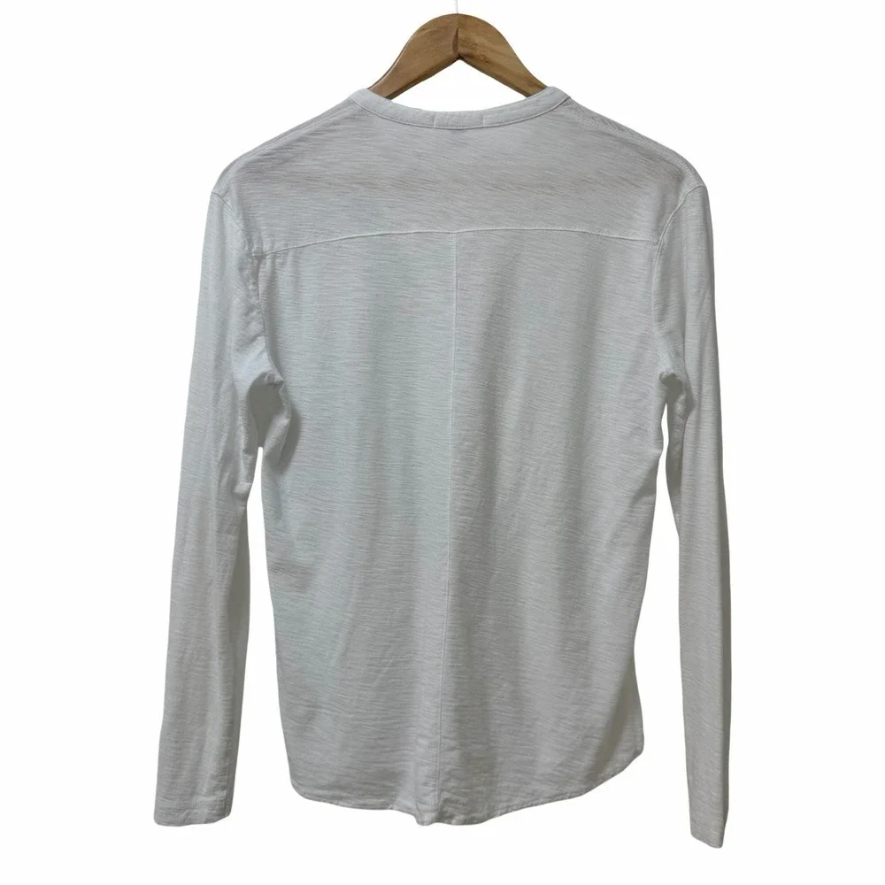 James Perse‎ Women Cotton Modal Slub L/S V Neck Button Down Shirt Size 1/S White